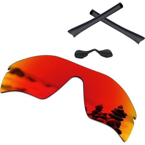SmartVLT Fire Red Polarized Replacement Lenses and Black Rubber Kit for Oakley Radar Path Sunglasses