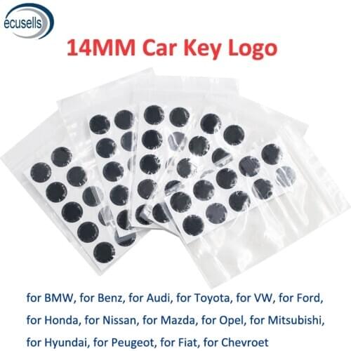 10/30/50pcs/100PCS 14mm Resin Epoxy Crystal Replacement Logo for KD/VVDI Folding Flip Remote Car Key Shell Sticker(Silica gel)