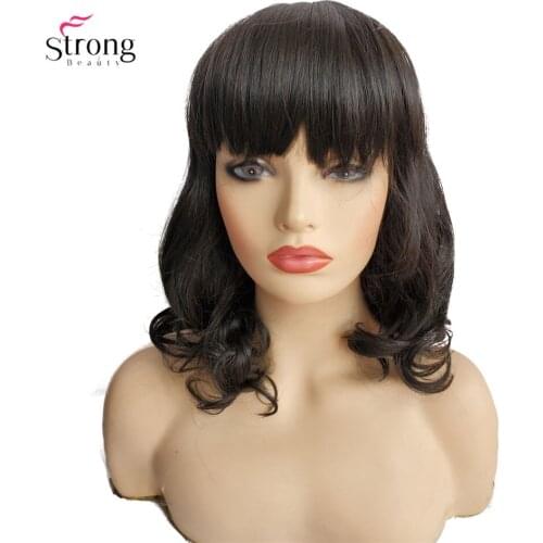 StrongBeauty Womens Wigs Hair Nature Medium wavy Brown Synthetic Wig
