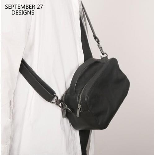 New Fashion Men Satchels Genuine Leather Luxury Handmade Male Casual Small Messenger Crossbody Pack Mini Totes Cell Phone Bag