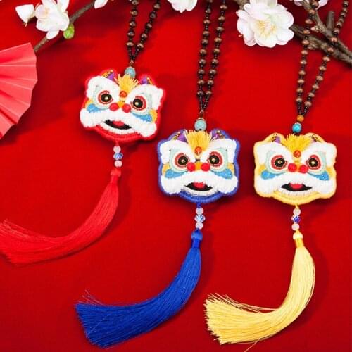 Dancing Lion Cross Stitch Tassel Diy Embroidery Omamori Needle Minder Kit Threads for Knitting Fabric Needlework Decor Jewelry