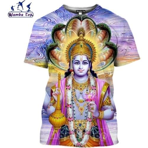 Mamba Top 3D Print Belief Hinduism God of Creation Vishnu Tshirt Women Brahma T Shirt Men Bull Ride Nandi Cobra Shiva Streetwear