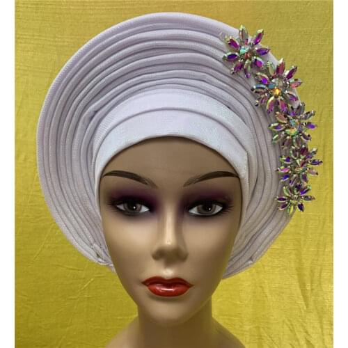 Beautiful headgear for nigeria women aso oke headties african hats autogele headties with stones daily cap party head wraps