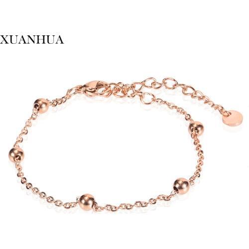 XUANHUA Stainless Steel Jewelry Rose Gold Charm Steel Ball Bracelets Bangles For Women Vogue 2019 Jewelry Accessories