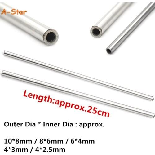 1pc 250mm 304 Seamless Stainless Steel Capillary Tube 8mm 6mm / 4mm 3mm / 6mm 4mm / 4mm 2.5mm