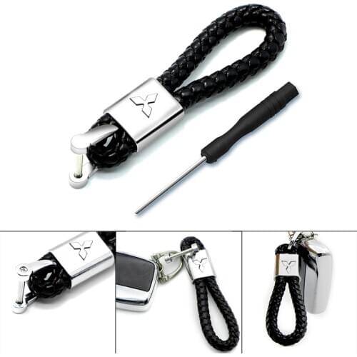 1pc Car Badge Metal+Leather Car Keychain Key Chain For Mitsubishis ASX Lancer Pajero Outlander L200 EVO Lancer EX Pajero