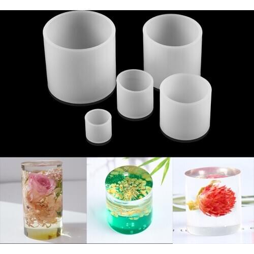 1pcs Cylinder White Transparent Silicone Mold Resin Candle Mould Crystal Glue Casting Mould Jewelry Making Diamond Clay Molds
