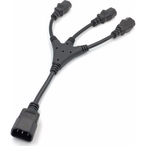 1 pcs IEC 320 C14 Male Plug to 3XC13 Female Y Type Splitter Power Cord 10A, 250V,C14 to 3 x C13 Power Adapter Cable,32cm