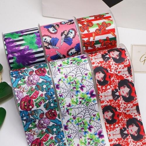 10 Yards 3inch 75mm Cartoon Printing Grosgrain Ribbon For Hair Bows DIY Crafts Handmade Accessories 56865