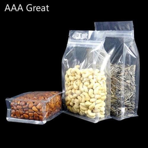 100Pcs Clear Plastic Stand Up Zip Lock Bag Self Sealable Food Spices Zipper Packing Pouches Grocery Nuts Dry Fruits Storage Bags