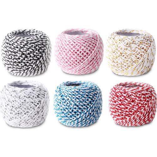 2mm*18M Double Color Baker Ropes Twisted Twine Cotton Cords String for Handmade Supplies Christmas Decoration Gift Wrapping