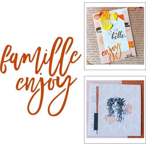 2020 New English Words Famille Enjoy Metal Cutting Dies For Embossing Cut Paper Decoration Greeting Card Scrapbooking No Stamps
