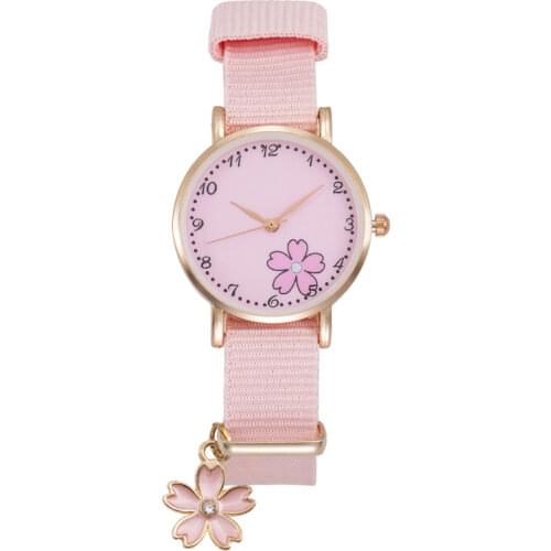 2021 Girl Womens Watch Cartoon Flowers Pink Ladies Bracelet Watch Set Cute Student Quartz Watch Montre Femme Zegarek Damski