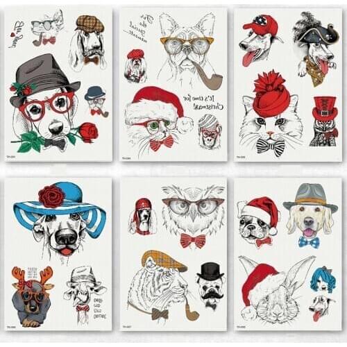 21 x 15 cm waterproof small fresh animal Tattoo Sticker funny cartoon sticker
