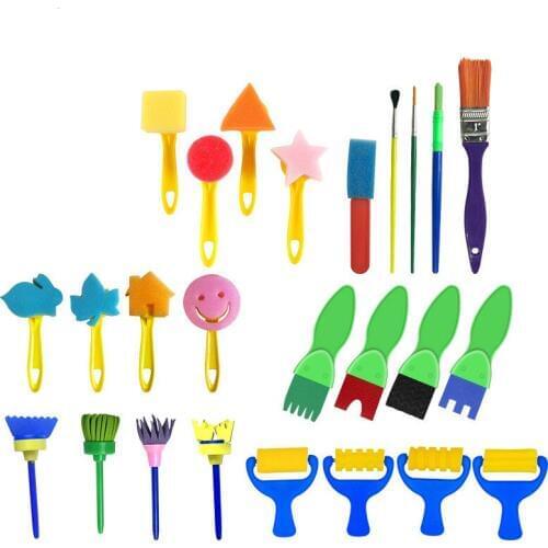 25 Pcs/set Childrens Painting Sponge Brush Seal EVA Creative Graffiti Early Education DIY Art Supplies Sponge Set
