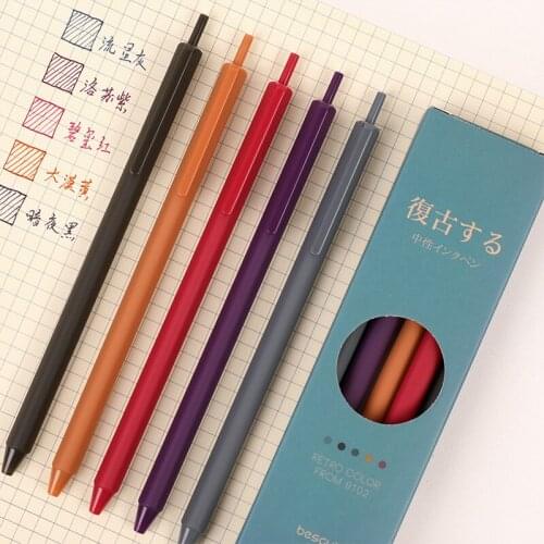 36PCS Quick-dry Color Gel Pens Press Dynamic Retro Color Hand Pen Students Take Notes Dedicated Stationery Office Accessories
