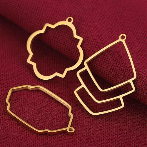 5pcs/lot Gold Stainless Steel Earrings Charms Pendant Bezel Connectors BOHO DIY Earring Jewelry Making Supplies Crafts Wholesale