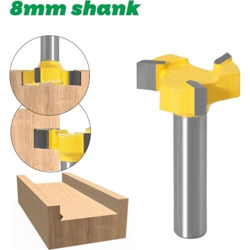 8mm Shank Flush trim bit 3 teeth T-Slot Milling Straight Edge Slotting Milling Cutter Cutting Handle for Wood Woodwork