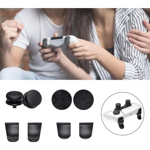 8in1 Thumb Stick Grip Key Caps Joystick Cover L2 R2 Trigger Extender D-pad Button Cap For PS 5 PS5 Gamepad Accessories