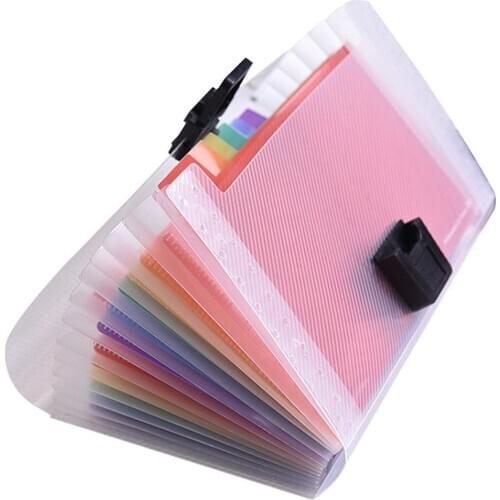 A6 Mini 13 Pockets Portable Storage Clip With Buckle Expanding File Folder Rainbow Document Organiser Multicolor Wallet Case