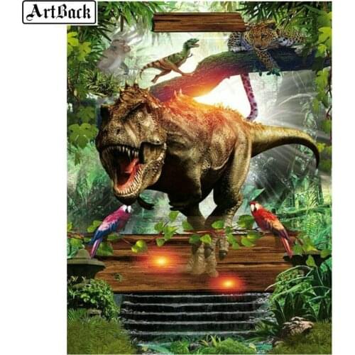 5d diy diamond painting dinosaur forest picture square full 3d diamond embroidery full round diamond mosaic wall sticker