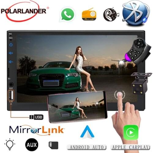 Car Radio 2din 7" Touch Screen Multimedia Player for Car Play Android Auto MP5 Autoradio IOS Rear View Camera Bluetooth USB TF