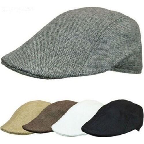 Fashion Mens Linen Gatsby Berets British Hat Women Beret Hat Western Style Newsboy Flat Ivy Hat Driving Solid Color Flat Cap