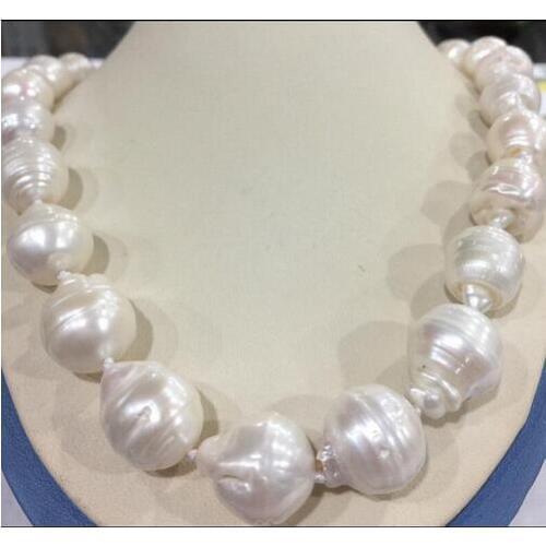 Free shipping Large White Unusual Baroque Pearl Necklace disc Clasp fine hewelry