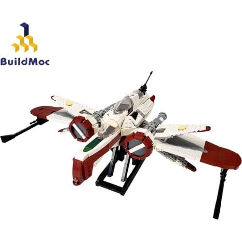 BuildMoc City Space Station Fighter Aircraft Building Blocks MOC Space Airplane Model Bricks Toys For Children