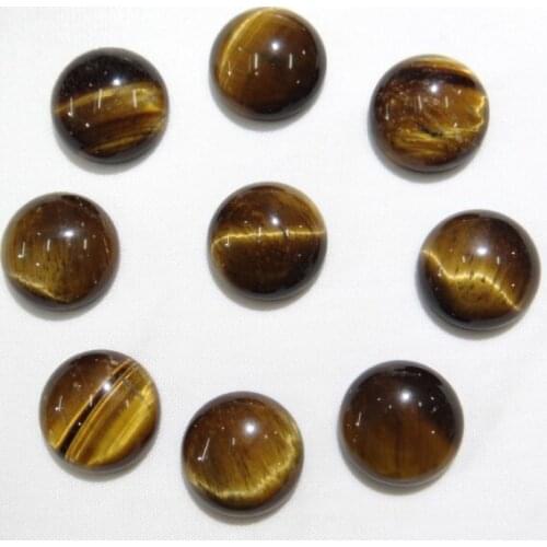 Wholesale 14mm high quality Natural tiger eye Stone Half Round Flat Back Cabochons Smooth beads For DIY Jewelry making 50pcs/lot