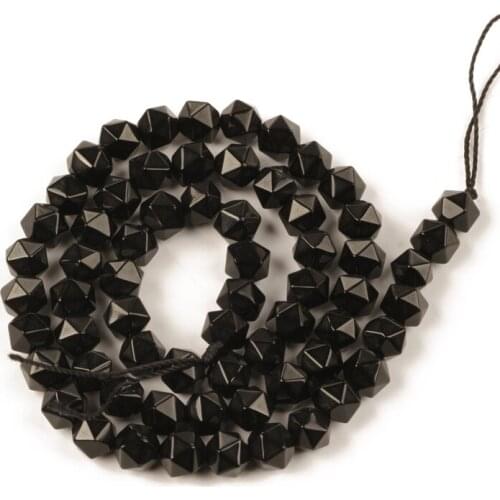 Wholesale 8mm Natural Faceted Black Glass Beads Round Loose Beads for Jewelry Making Accessories Necklace Bracelet DIY