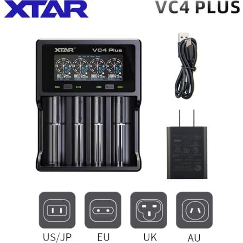 XTAR Quick Charge QC3.0 CHARGER VC4S Type C Fast Charging Rechargeable Battery 21700 20700 18750 Batteries 18650 Charger Battery