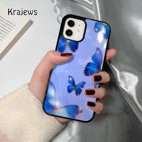 Krajews butterfly flying coque Phone Case for iPhone 12 mini 5 6S 7 8 PLUS X XS XR 11 PRO MAX SE 2020 Back Cover Funda Shell