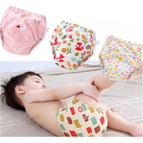 Cotton Cloth Diapers For Baby Boy Fitted Diaper Cover Girl Nappies Kids Rewashable Toilet Training Pants 1 Year Babies Reusable