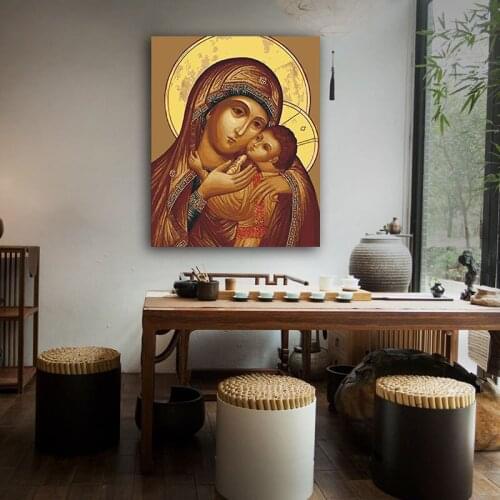 DIY colorings pictures by numbers with mother and son picture drawing painting by numbers framed Home