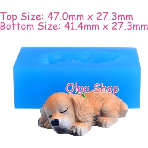 DYL674 47.0mm x 27.3mm Kawaii 3D Sleeping Dog Silicone Mold Fondant Cake Decoration Fondant Craft Candy Chocolate Resin Clay DIY