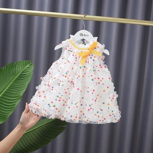 Girl elegant dress fashion children dot dress girl princess dress lovely mesh dress childrens clothing