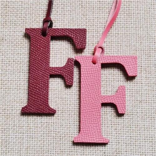 Personality key ring initial F letter ornaments high quality real leather for women charm bag holder pendant custom keychains