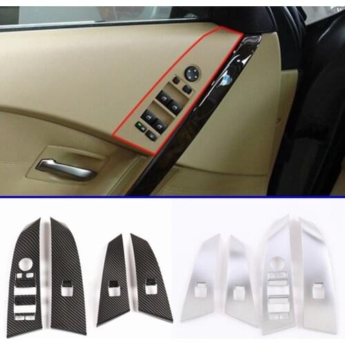 4pcs For BMW 5 Series E60 525li 2004-2006 LHD Car Window Lifter Switch Button Frame Cover Trim Car Interior Accessories