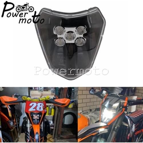 Motocross LED E8 Headlight Headlamp Mask Cover For 250 300 350 450 500 EXC XC-W EXC-F EXC Six Days Enduro FC 250 350 450