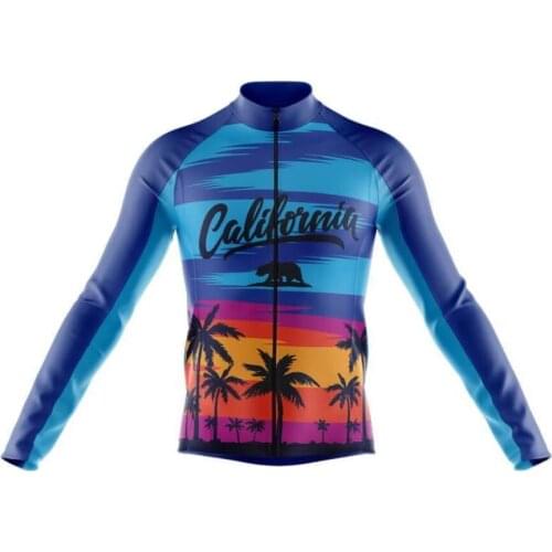 California Mens Jersey Quick-drying Cycling Long Sleeve Road Bike Cycling Jersey Spring and Autumn
