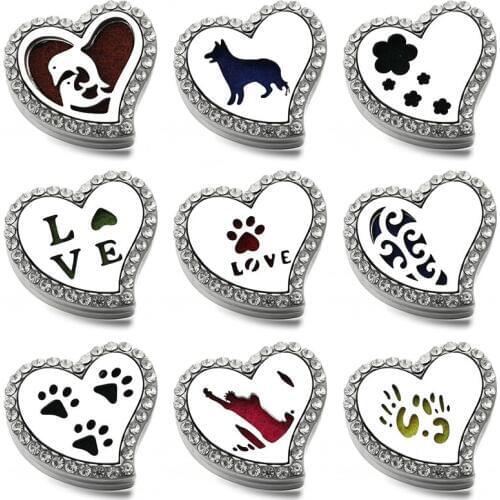 2020 New 28 styles Magnetic Snap Buttons Stainless Steel Jewelry Love Heart Aroma Essential Oil Diffuser Perfume Locket Pendant