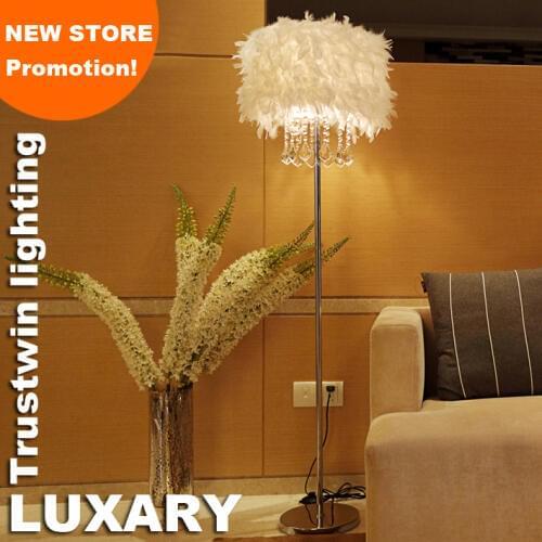 New store promotion home family hotel decoration with feather shade LED floor light crystal floor lamp