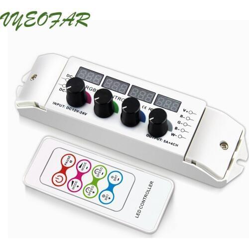 New Led RGB RGBW Strip Controller 5A*4CH 20A Output Multi Function Light Display 4 Channel 5050 3528 RGB RGBW Knob Controller