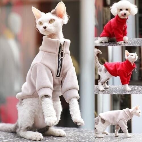 Sweater coat for Dogs Pet Clothes Sweatshirt Autumn Winter Solid Color Zipper Closure Warm Two-legged Dog Sweater Pet Clothes
