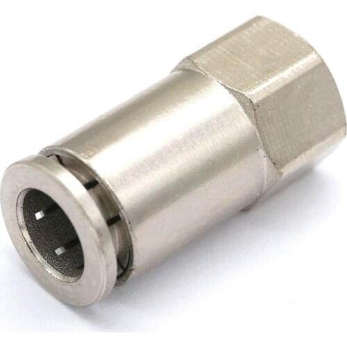 Pneumatic Nickel Brass Push In Connector Union Quick Release Air Fitting Plumbing 1/8" BSP Female to Fit Tube O/D 8mm