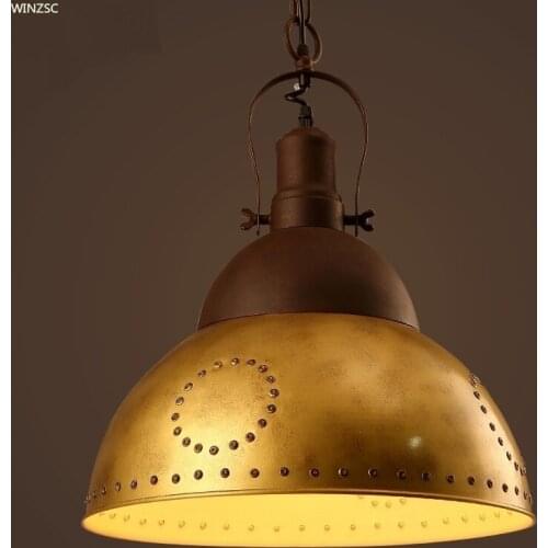 Loft retro pendant lamp creative gold rivets restaurant pendant lights cafes individual studios bars iron bars led lamp LU80132