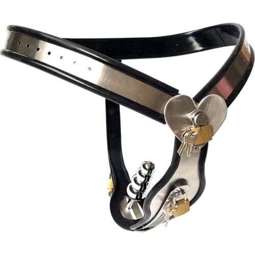 Stainless Steel Female Chastity Belt With Anal Beads Dildo BDSM Equipment Set Bondage Gear Sex Toys For Women Vagina Lock Device
