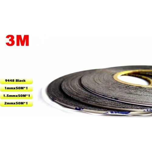 Promotion! Mix 3 Rolls (1mm/1.5mm/2mm) for iphone/Samsung Android Huawei Phone Touch Screen Display Glass 3M Adhesive Black Tape