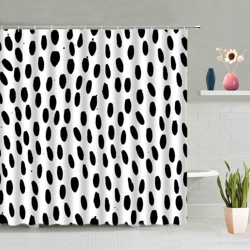 Simple Geometric Shower Curtain Set Color Lines Abstract Flowers Bathtub Decoration Screen Washable Bathroom Hanging Curtains